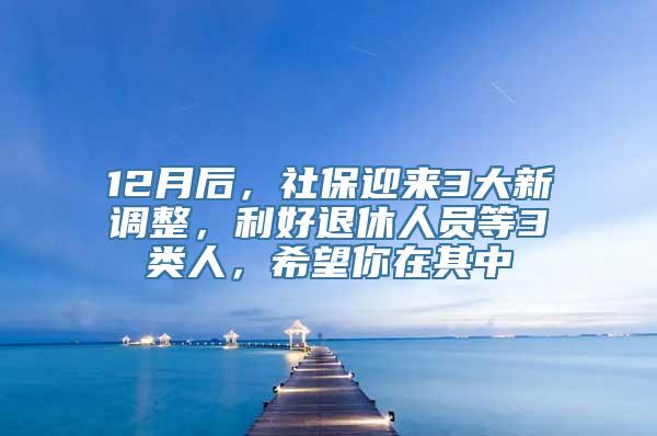 12月后，社保迎来3大新调整，利好退休人员等3类人，希望你在其中