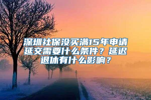 深圳社保没买满15年申请延交需要什么条件？延迟退休有什么影响？