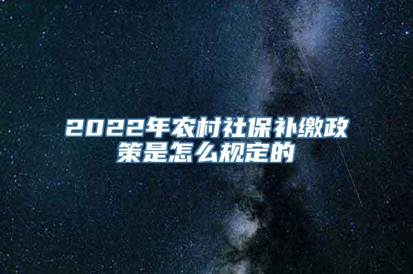 2022年农村社保补缴政策是怎么规定的