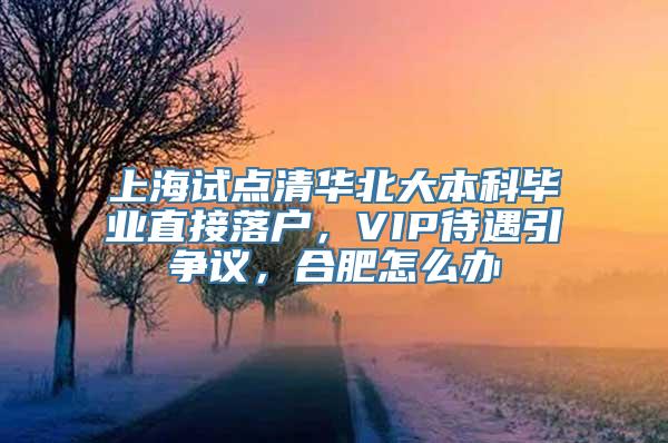 上海试点清华北大本科毕业直接落户，VIP待遇引争议，合肥怎么办
