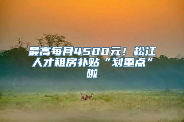 最高每月4500元！松江人才租房补贴“划重点”啦