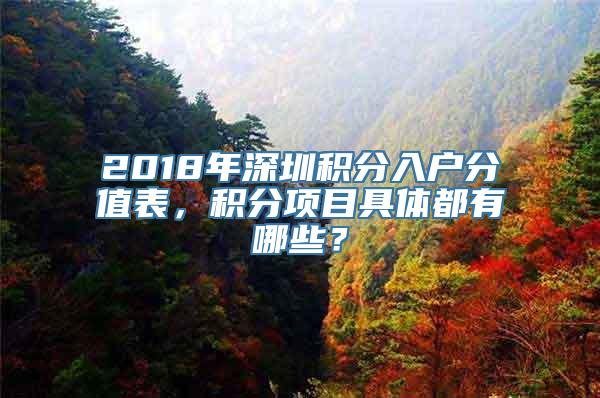 2018年深圳积分入户分值表，积分项目具体都有哪些？