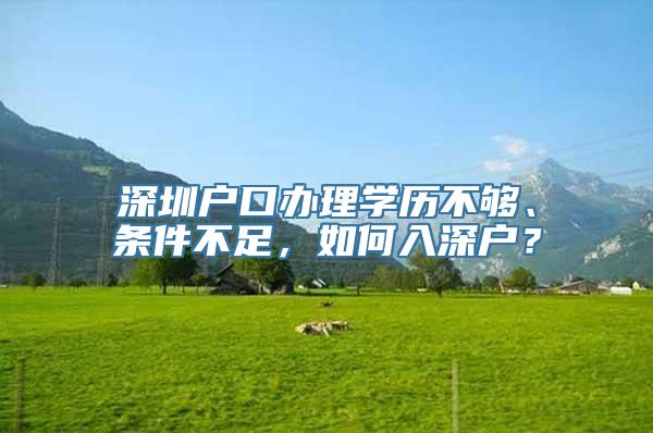 深圳户口办理学历不够、条件不足，如何入深户？