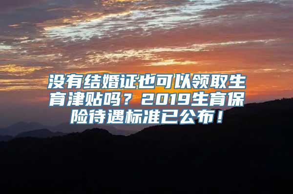 没有结婚证也可以领取生育津贴吗？2019生育保险待遇标准已公布！