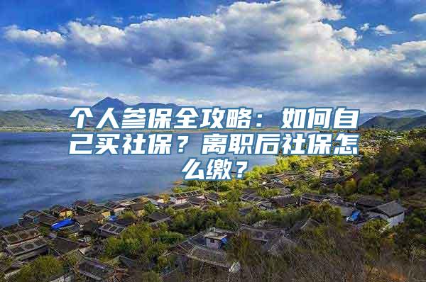 个人参保全攻略：如何自己买社保？离职后社保怎么缴？