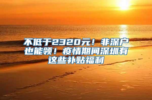 不低于2320元！非深户也能领！疫情期间深圳有这些补贴福利