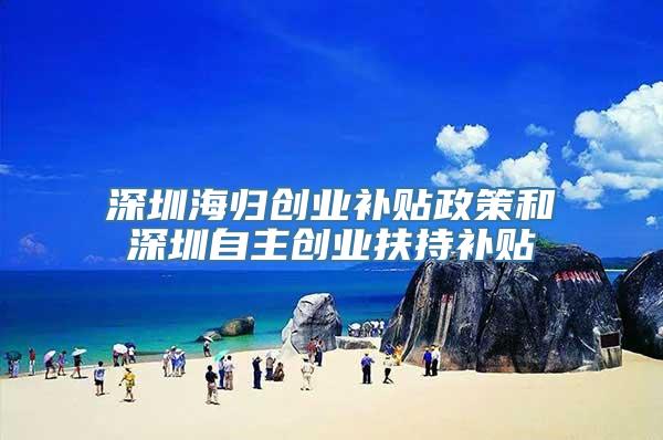 深圳海归创业补贴政策和深圳自主创业扶持补贴