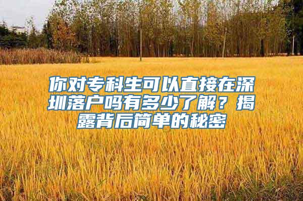 你对专科生可以直接在深圳落户吗有多少了解？揭露背后简单的秘密
