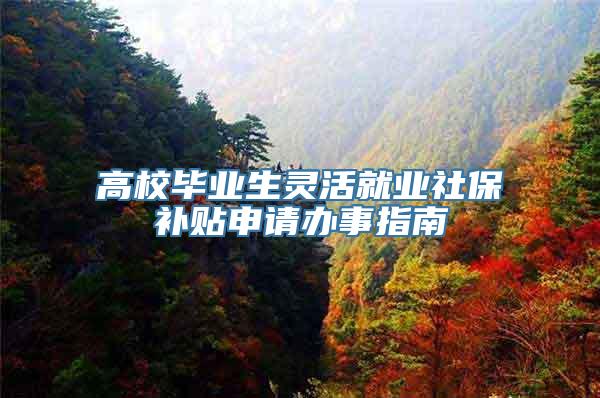 高校毕业生灵活就业社保补贴申请办事指南