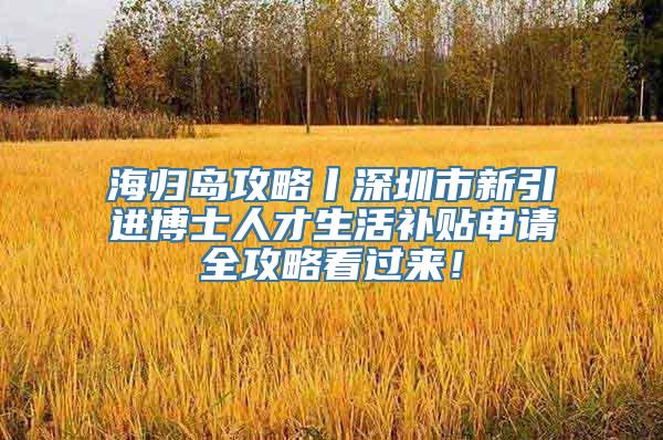 海归岛攻略丨深圳市新引进博士人才生活补贴申请全攻略看过来！