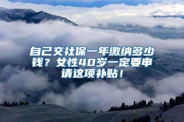 自己交社保一年缴纳多少钱？女性40岁一定要申请这项补贴！
