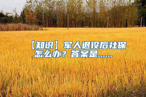 【知识】军人退役后社保怎么办？答案是......