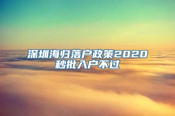 深圳海归落户政策2020秒批入户不过