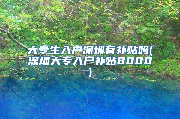 大专生入户深圳有补贴吗(深圳大专入户补贴8000)