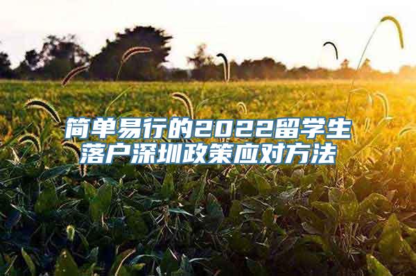 简单易行的2022留学生落户深圳政策应对方法