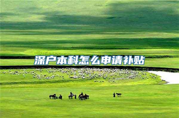 深户本科怎么申请补贴