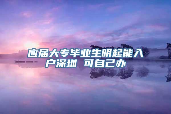 应届大专毕业生明起能入户深圳 可自己办