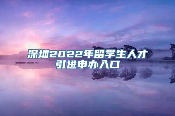 深圳2022年留学生人才引进申办入口