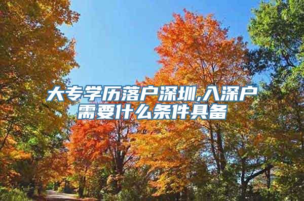 大专学历落户深圳,入深户需要什么条件具备