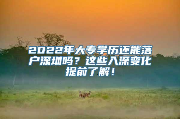 2022年大专学历还能落户深圳吗？这些入深变化提前了解！