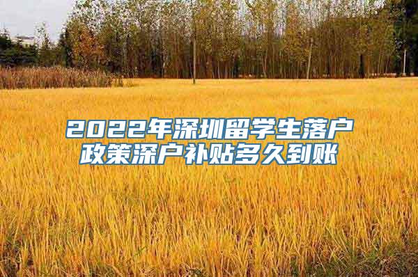 2022年深圳留学生落户政策深户补贴多久到账