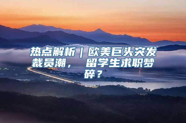 热点解析｜欧美巨头突发裁员潮， 留学生求职梦碎？
