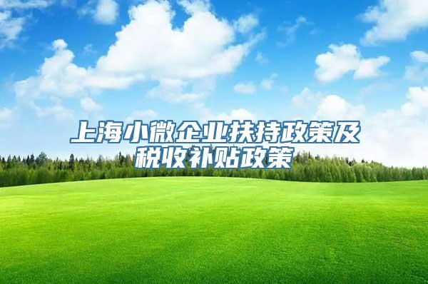 上海小微企业扶持政策及税收补贴政策