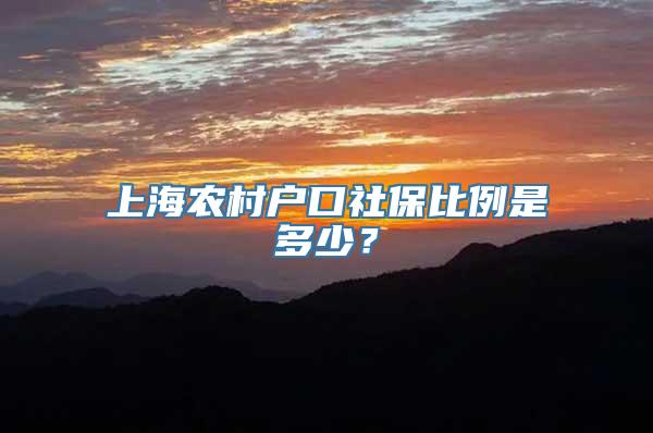 上海农村户口社保比例是多少？