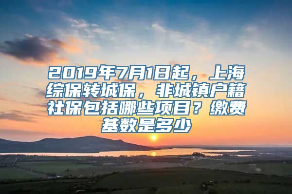 2019年7月1日起，上海综保转城保，非城镇户籍社保包括哪些项目？缴费基数是多少