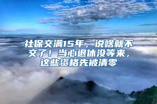 社保交满15年，说啥就不交了！当心退休没等来，这些资格先被清零