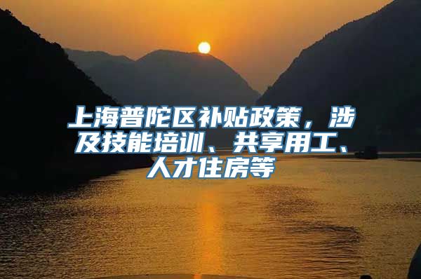 上海普陀区补贴政策，涉及技能培训、共享用工、人才住房等