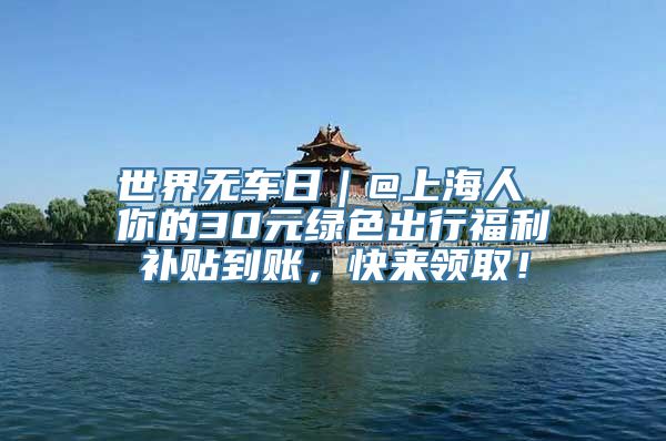 世界无车日｜@上海人 你的30元绿色出行福利补贴到账，快来领取！