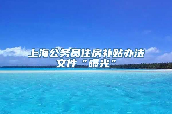 上海公务员住房补贴办法文件“曝光”