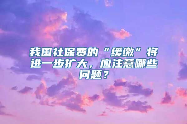 我国社保费的“缓缴”将进一步扩大，应注意哪些问题？