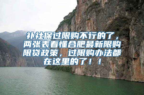 补社保过限购不行的了，两张表看懂合肥最新限购限贷政策，过限购办法都在这里的了！！