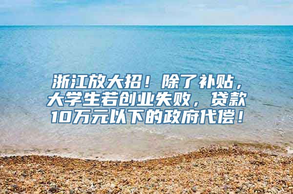 浙江放大招！除了补贴，大学生若创业失败，贷款10万元以下的政府代偿！