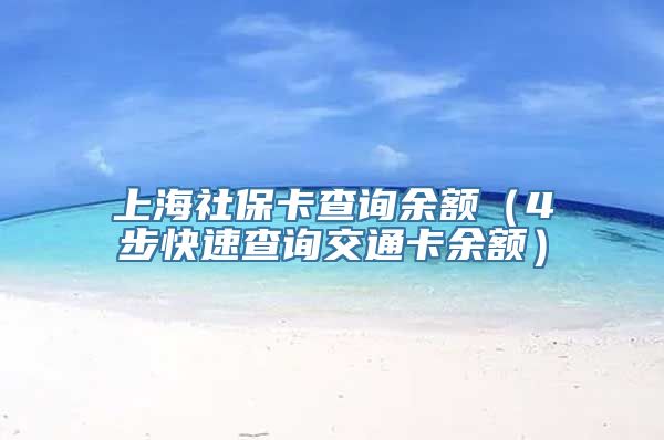 上海社保卡查询余额（4步快速查询交通卡余额）