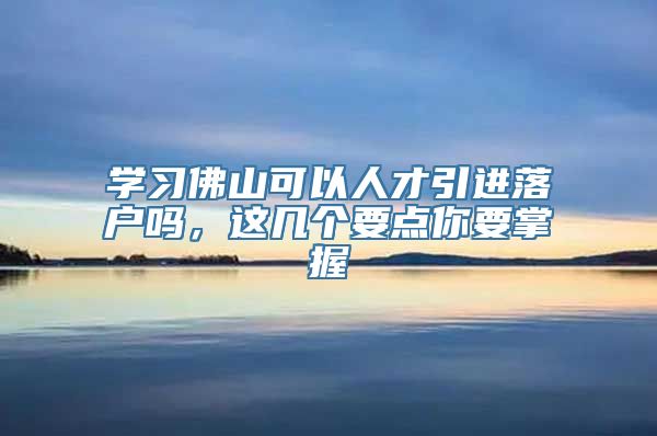 学习佛山可以人才引进落户吗，这几个要点你要掌握