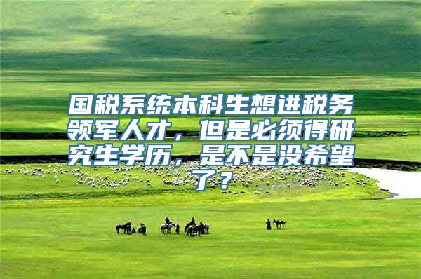 国税系统本科生想进税务领军人才，但是必须得研究生学历，是不是没希望了？