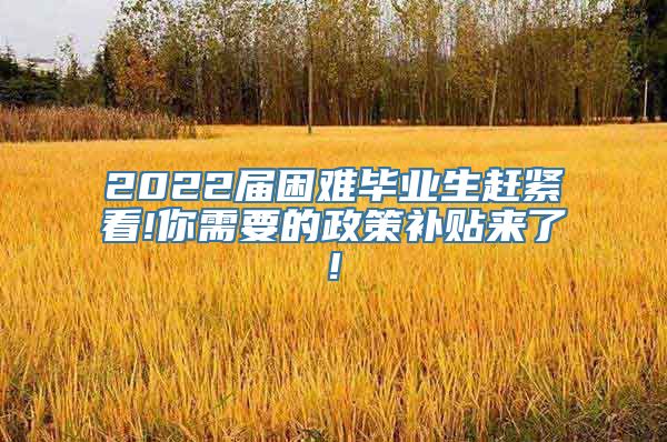 2022届困难毕业生赶紧看!你需要的政策补贴来了!