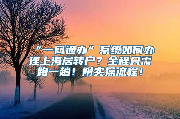“一网通办”系统如何办理上海居转户？全程只需跑一趟！附实操流程！