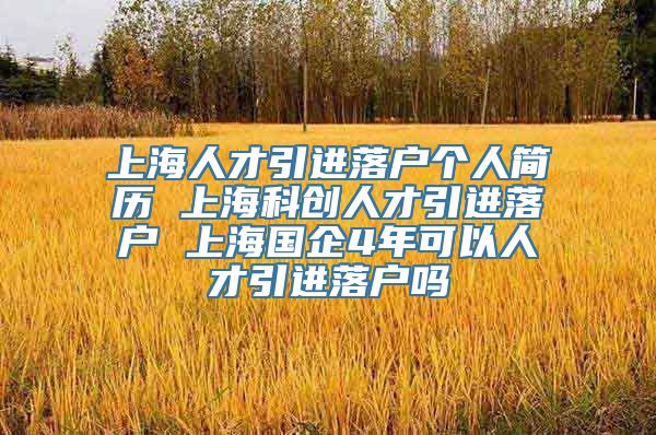 上海人才引进落户个人简历 上海科创人才引进落户 上海国企4年可以人才引进落户吗