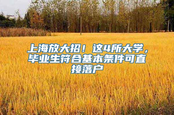上海放大招！这4所大学，毕业生符合基本条件可直接落户