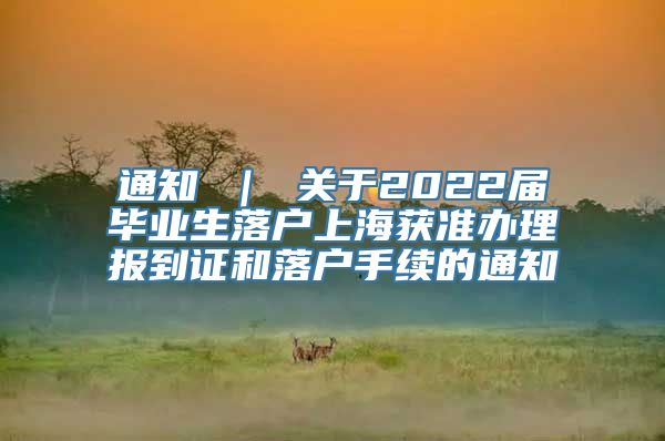 通知 ｜ 关于2022届毕业生落户上海获准办理报到证和落户手续的通知