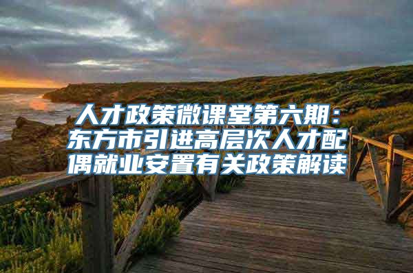 人才政策微课堂第六期：东方市引进高层次人才配偶就业安置有关政策解读