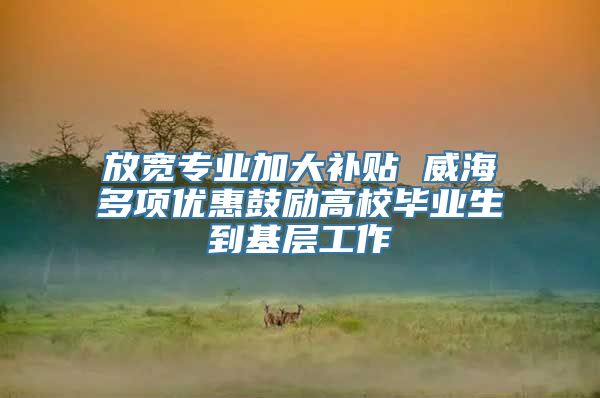 放宽专业加大补贴 威海多项优惠鼓励高校毕业生到基层工作