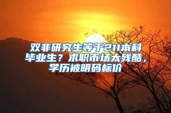 双非研究生等于211本科毕业生？求职市场太残酷，学历被明码标价