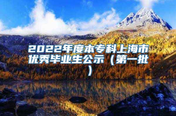 2022年度本专科上海市优秀毕业生公示（第一批）